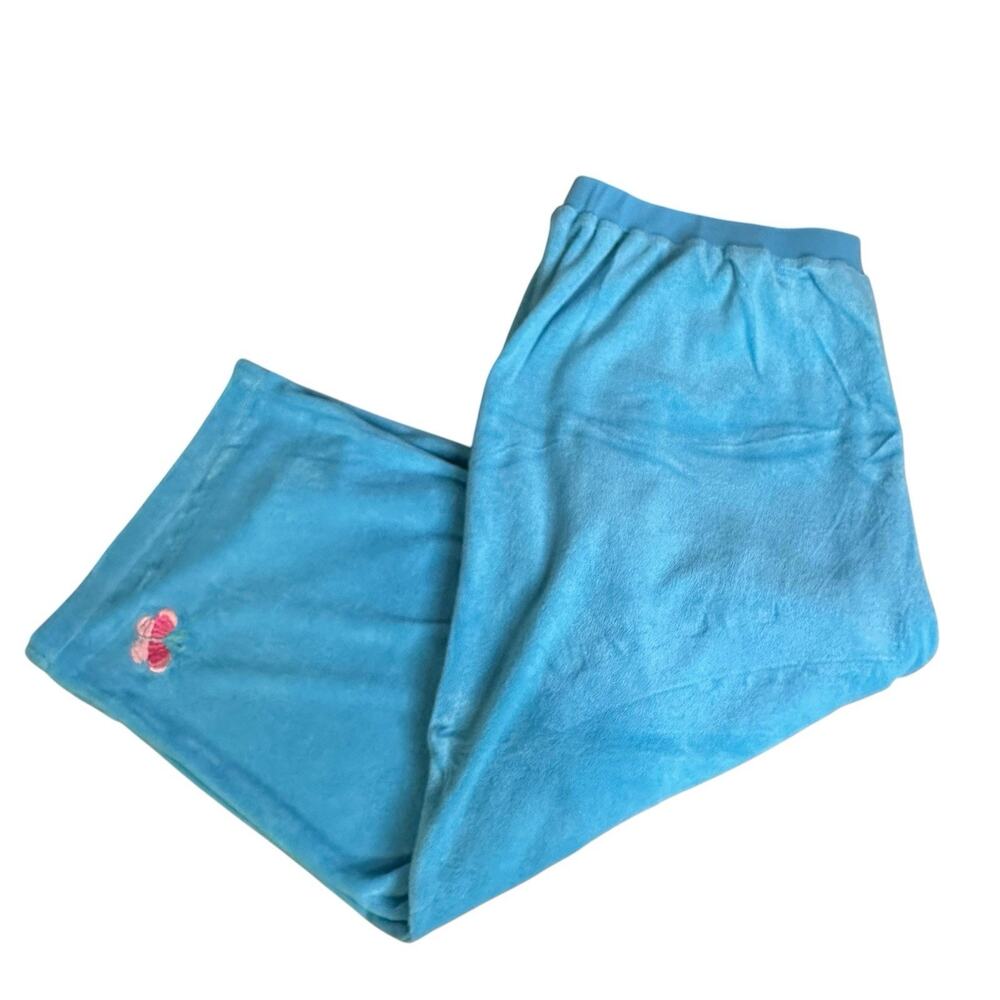 Quacker Factory 3X Turquoise Blue Terry Cloth Capri Pants Pull On Plus Size